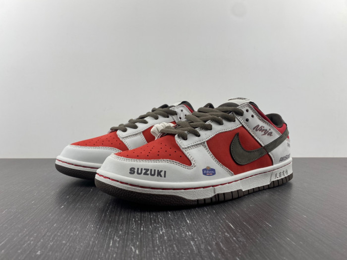 nike sb dunk low suziki sail red coffee re500-666
